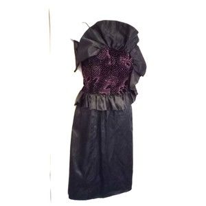 Vintage Gunne Sax Jessica McClintock  Black/Pink Ruffle front Dress Size 5